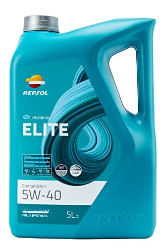 REPSOL Aceite de motor 5W-40 Elite ACEA A3/B4 API SN API CF Competition 5L Compatible con VW Polo V Hatchback 6R1