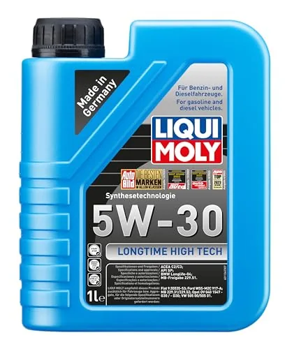 LIQUI MOLY Aceite de motor 5W-30 Longtime High Tech Aceite sintetico aceite ACEA C3 ACEA C2 API SP 1L Compatible con VW Polo V Hatchback 6R1