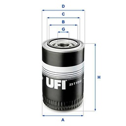 UFI 23.110.02 Filtro de Aceite, Azul, 36