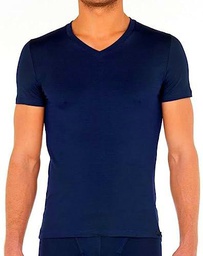 XINGDAO T-Shirt Col V Tencel Soft Camisetas, Bleu Marine