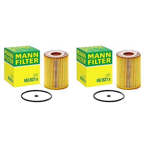 MANN-FILTER HU 821 X Filtro de aceite - Set de filtro de aceite juego de juntas Para automóviles (Paquete de 2)