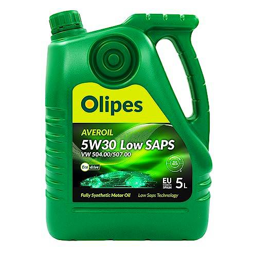 OLIPES Aceite Lubricante AVEROIL 5W30 Low Saps 504/507 Aditivos Coche Última Generación Prolonga Vida Actuales Sistemas Reducción Emisiones Diesel Gasolina 5L Automoción