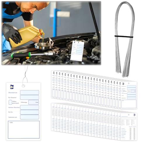 50 hojas de cambio de aceite, colgantes con alambre