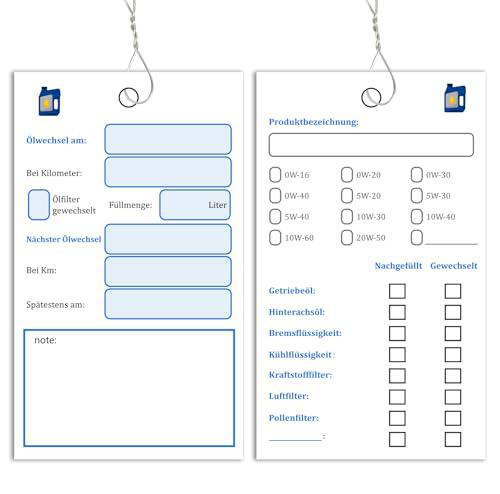 200 piezas de colgante de cambio de aceite con alambre hoja de cambio de aceite colgante de aceite colgante de servicio de aceite 6 x 10 cm