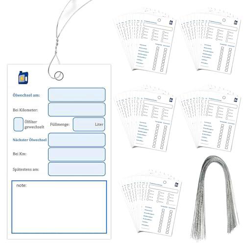 50 hojas de cambio de aceite, con alambre, colgante para cambio de aceite