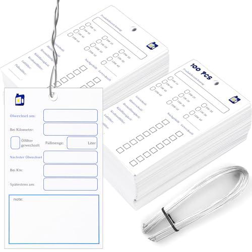 100 hojas de cambio de aceite, colgante con alambre