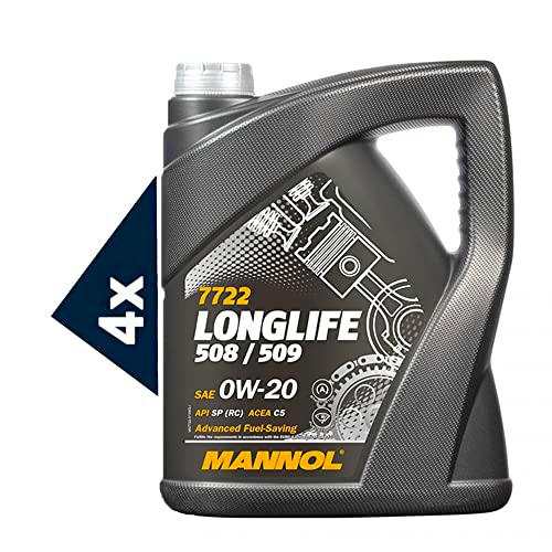 MANNOL 7722 Longlife 0W-20 - Aceite de motor (4 unidades