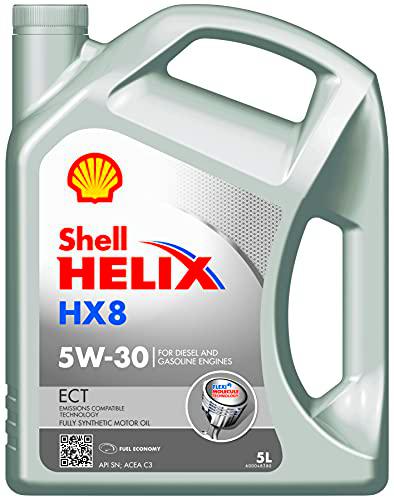 SHELL Aceite de motor 5W-30 Helix Aceite completamente sintético Aceite para motor ACEA C3 API SN HX8 ECT 5L