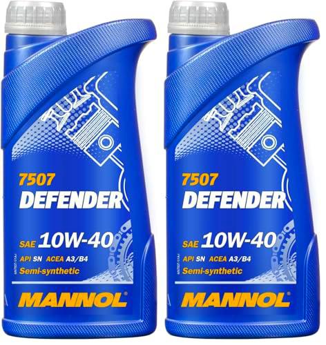 MANNOL Aceite de motor 10W-40 Defender Aceite para motor ACEA A3/B4 API SN 1L (Paquete de 2)
