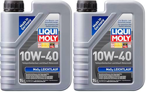 Liqui Moly 1091 MoS2 10W-40 - Aceite semisintético para Motores de automóviles de 4 Tiempos (1 L) (Paquete de 2)