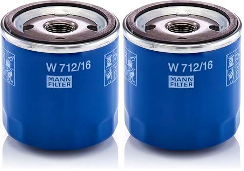 MANN-FILTER W 712/16 Filtro de aceite - para Automóviles + Vehículos de transporte (Paquete de 2)