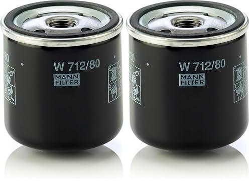 MANN-FILTER W 712/80 Filtro de aceite - para Automóviles + Vehículos de transporte (Paquete de 2)