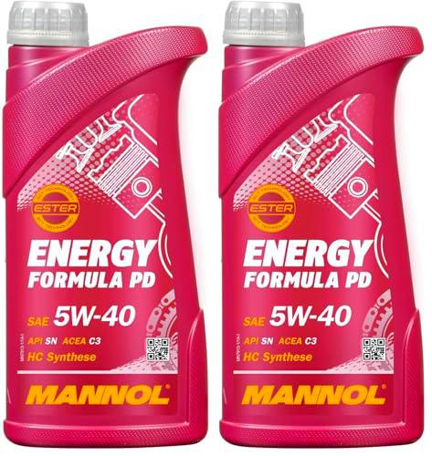MANNOL Aceite de motor 5W-40 ENERGY FORMULA PD Aceite para motor ACEA C2 ACEA C3 API SN 1L (Paquete de 2)