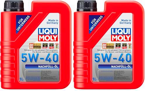 LIQUI MOLY Nachfüll-Öl 5W-40 | 1 L | Tecnología de síntesis Aceite de motor | 1305 (Paquete de 2)