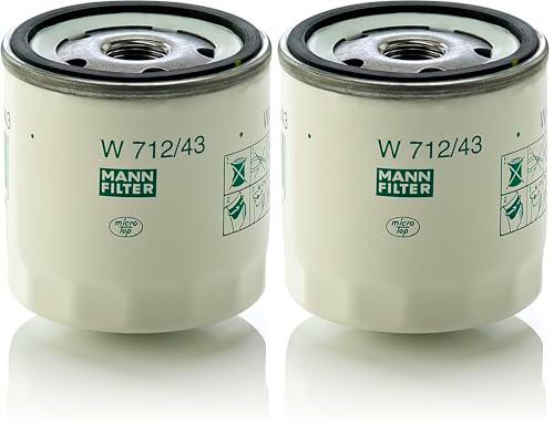 MANN-FILTER W 712/43 Filtro de aceite - para Automóviles + Vehículos de transporte (Paquete de 2)