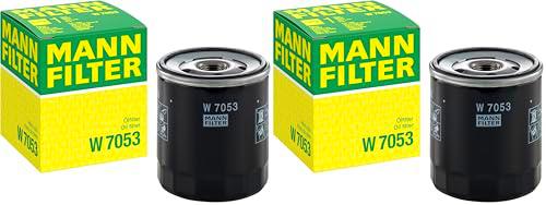 MANN-FILTER W 7053 Filtro de aceite - para Automóviles + Vehículos de transporte (Paquete de 2)