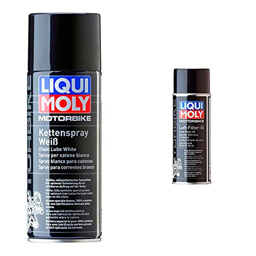 Liqui Moly 1591 Spray Blanco para Cadenas, 400 Ml + 1604 Aceite Filtrante De Aire